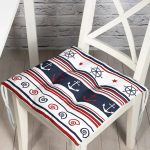 Bordo Lacivert Renkli Çapa Dümen Temalı Dijital Baskılı Modern Pofuduk Sandalye Minderi Realhomes