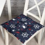 - Pofi-7101-Gorsel - Realhomes Lacivert Zeminli Renkli Yunus Desenli Dijital Baskılı Modern Pofuduk Sandalye Minderi Realhomes