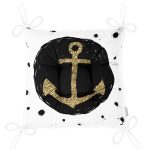 - Pofi-7133-Gorsel-2 - Realhomes Siyah Zemin Üzerinde Gold Çapa Desenli Dijital Baskılı Modern Pofuduk Sandalye Minderi Realhomes