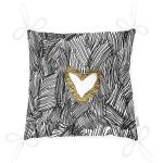 - Pofi-7137-Gorsel-2 - Realhomes Siyah Onedraw Çizimli Gold Renkli Kalp Desenli Dijital Baskılı Modern Pofuduk Sandalye Minderi Realhomes