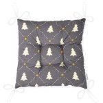 Gri Zeminde Gold Puantiyeli Çam Ağacı Desenli Dijital Baskılı Modern Pofuduk Sandalye Minderi Realhomes