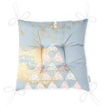 Renkli Zemin Üzerinde Üçgen Desenli Dijital Baskılı Modern Pofuduk Sandalye Minderi Realhomes