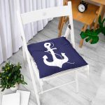 - Pofi-7200-Gorsel-1 - Realhomes Lacivert Zeminli Çapa Desenli Dijital Baskılı Modern Pofuduk Sandalye Minderi Realhomes