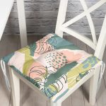 Pudra Zeminde Soyut Çizim Detaylı Dijital Baskılı Modern Pofuduk Sandalye Minderi Realhomes