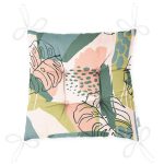 Pudra Zeminde Soyut Çizim Detaylı Dijital Baskılı Modern Pofuduk Sandalye Minderi Realhomes