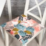 - Pofi-7253-Gorsel - Realhomes  Pudra Zemin Üzerinde Onedraw Çizimli Yaprak Desenli Dijital Baskılı Modern Pofuduk Sandalye Minderi Realhomes