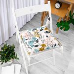 - Pofi-7261-Gorsel-1 - Realhomes Beyaz Zeminde Rengarenk Çiçek Desenli Dijital Baskılı Modern Pofuduk Sandalye Minderi Realhomes