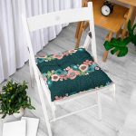 - Pofi-7280-Gorsel-1 - Realhomes  Rengarenk Zemin Üzerinde Çiçek Desenli Dijital Baskılı Modern Pofuduk Sandalye Minderi Realhomes