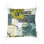 - Pofi-7285-Gorsel-2 - Realhomes Beyaz Zemin Üzerinde Onedraw Çizimli Yaprak Motifli Dijital Baskılı Modern Pofuduk Sandalye Minderi Realhomes