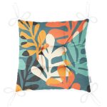 - Pofi-7296-Gorsel-2 - Realhomes Renkli Zemin Üzerinde Onedraw Çizimli Yaprak Motifli Dijital Baskılı Modern Pofuduk Sandalye Minderi Realhomes