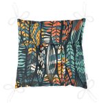 - Pofi-7299-Gorsel-2 - Realhomes Siyah Zemin Üzerinde Yaprak Desenli Dijital Baskılı Modern Pofuduk Sandalye Minderi Realhomes