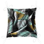 - Pofi-7303-Gorsel-2 - Realhomes  Siyah Zemin Üzerinde Yaprak Desenli Dijital Baskılı Modern Pofuduk Sandalye Minderi Realhomes