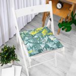 - Pofi-7325-Gorsel-1 - Realhomes Renkli Zemin Üzerinde Onedraw Çizimli Yaprak Motifli Dijital Baskılı Modern Pofuduk Sandalye Minderi Realhomes