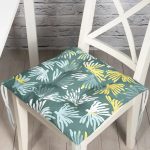 - Pofi-7325-Gorsel - Realhomes Renkli Zemin Üzerinde Onedraw Çizimli Yaprak Motifli Dijital Baskılı Modern Pofuduk Sandalye Minderi Realhomes