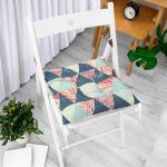 - Pofi-7329-Gorsel-1 - Realhomes  Renkli Zemin Üzerinde Üçgen Desenli Dijital Baskılı Modern Pofuduk Sandalye Minderi Realhomes