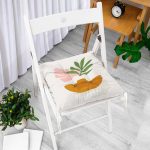 - Pofi-7357-Gorsel-1 - Realhomes Pastel Renkli Zemin Üzerinde Onedraw Çizimli Dijital Baskılı Modern Pofuduk Sandalye Minderi Realhomes