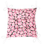 - Pofi-7364-Gorsel-2 - Realhomes  Siyah Zemin Üzerinde Pembe Renkli Puantiye Desenli Dijital Baskılı Modern Pofuduk Sandalye Minderi Realhomes