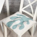 - Pofi-7380-Gorsel - Realhomes Renkli Zemin Üzerinde Onedraw Çizimli Yaprak Motifli Dijital Baskılı Modern Pofuduk Sandalye Minderi Realhomes