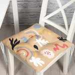 - Pofi-7385-Gorsel - Realhomes  Hardal Zeminli Rengarenk Çiçek Desenli Dijital Baskılı Modern Pofuduk Sandalye Minderi Realhomes