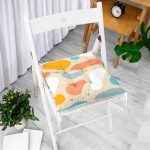 Hardal Zemin Üzerinde Onedraw Çizimli Oval Desenler Dijital Baskılı Modern Pofuduk Sandalye Minderi Realhomes