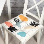 - Pofi-7387-Gorsel - Realhomes Renkli Zemin Üzerinde Onedraw Çizimli Yaprak Motifli Dijital Baskılı Modern Pofuduk Sandalye Minderi Realhomes