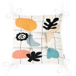 - Pofi-7387-Gorsel-2 - Realhomes Renkli Zemin Üzerinde Onedraw Çizimli Yaprak Motifli Dijital Baskılı Modern Pofuduk Sandalye Minderi Realhomes