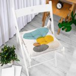 - Pofi-7391-Gorsel-1 - Realhomes  Renkli Zemin Üzerinde Onedraw Çizimli Oval Desenli Dijital Baskılı Modern Pofuduk Sandalye Minderi Realhomes