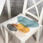 - Pofi-7391-Gorsel - Realhomes  Renkli Zemin Üzerinde Onedraw Çizimli Oval Desenli Dijital Baskılı Modern Pofuduk Sandalye Minderi Realhomes