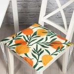 Renkli Zeminde Onedraw Çizimli Limon Desenli Dijital Baskılı Modern Pofuduk Sandalye Minderi Realhomes