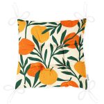 Renkli Zeminde Onedraw Çizimli Limon Desenli Dijital Baskılı Modern Pofuduk Sandalye Minderi Realhomes