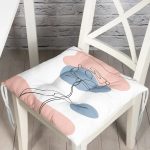 - Pofi-7424-Gorsel - Realhomes  Beyaz Zeminde Onedraw Çizimli Gül Motifli Dijital Baskılı Modern Pofuduk Sandalye Minderi Realhomes