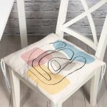 - Pofi-7445-Gorsel - Realhomes Renkli Zeminde Onedraw Çizimli Obje Dijital Baskılı Modern Pofuduk Sandalye Minderi Realhomes