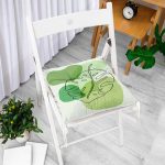 Renkli Zeminde Yaprak Motifli Dijital Baskılı Modern Pofuduk Sandalye Minderi Realhomes