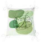 Renkli Zeminde Yaprak Motifli Dijital Baskılı Modern Pofuduk Sandalye Minderi Realhomes