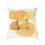 Renkli Zeminde Onedraw Çizimli Yaprak Desenli Dijital Baskılı Modern Pofuduk Sandalye Minderi Realhomes