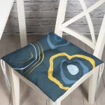 Renkli Zeminde Onedraw Çizimli Obje Dijital Baskılı Modern Pofuduk Sandalye Minderi Realhomes