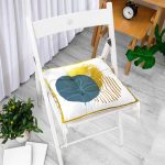 Beyaz Zeminde Gold Çerçeve İçinde Oval Desenli Dijital Baskılı Modern PPofudukSandalye Minderi Realhomes