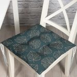 - Pofi-7479-Gorsel - Realhomes Siyah Zeminli Gold Çizgili Yaprak Desenli Dijital Baskılı Modern Pofuduk Sandalye Minderi Realhomes