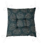 - Pofi-7479-Gorsel-2 - Realhomes Siyah Zeminli Gold Çizgili Yaprak Desenli Dijital Baskılı Modern Pofuduk Sandalye Minderi Realhomes