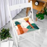 - Pofi-7484-Gorsel-1 - Realhomes  Renkli Zeminli Palmiye Desenli Dijital Baskılı Modern Pofuduk Sandalye Minderi Realhomes