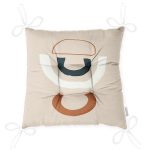 Renkli Zeminli One Draw Çizimli Geometrik Desen Dijital Baskılı Modern Pofuduk Sandalye Minderi Realhomes