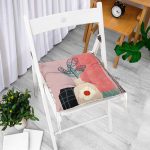 - Pofi-7531-Gorsel-1 - Realhomes Rengarenk Zeminli Onedraw Çizimli Vazo Çiçek Dijital Baskılı Modern Pofuduk Sandalye Minderi Realhomes