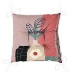 - Pofi-7531-Gorsel-2 - Realhomes Rengarenk Zeminli Onedraw Çizimli Vazo Çiçek Dijital Baskılı Modern Pofuduk Sandalye Minderi Realhomes