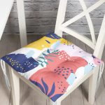 - Pofi-7550-Gorsel - Realhomes  Beyaz Zemin Üzerinde Renkli Onedraw Çizimli Dijital Baskılı Modern Pofuduk Sandalye Minderi Realhomes