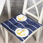 - Pofi-7601-Gorsel - Realhomes Lacivert Zemin Üzerinde Çapa Çizimli Dijital Baskılı Modern Pofuduk Sandalye Minderi Realhomes