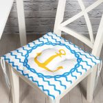 Beyaz Zemin Üzerinde Çapa Desenli Dijital Baskılı Modern Pofuduk Sandalye Minderi Realhomes