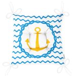 Beyaz Zemin Üzerinde Çapa Desenli Dijital Baskılı Modern Pofuduk Sandalye Minderi Realhomes