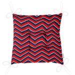 Lacivert Zemin Üzerinde Bordo Renkli Geometrik Çizimli Dijital Baskılı Modern Pofuduk Sandalye Minderi Realhomes