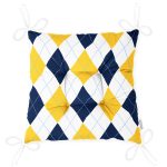 Beyaz Zemin Üzerinde Baklava Desenli Dijital Baskılı Modern Pofuduk Sandalye Minderi Realhomes