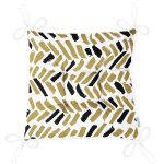 Beyaz Zemin Üzerinde Renkli Geometrik Çizimli Dijital Baskılı Modern Pofuduk Sandalye Minderi Realhomes